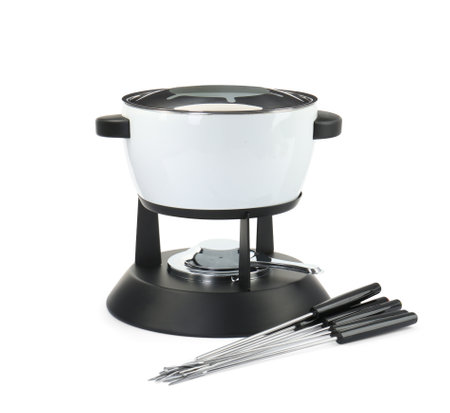 Fondue set isolated on white. Kitchen equipmentの写真素材