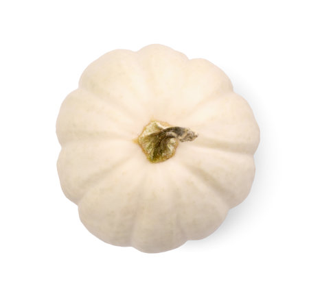 One fresh ripe pumpkin isolated on white, top viewの写真素材