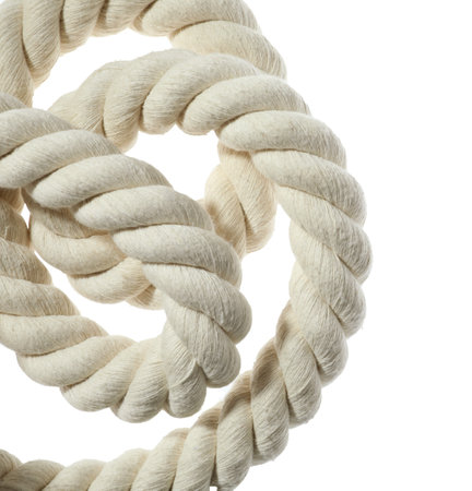 Hemp rope isolated on white. Natural materialの写真素材