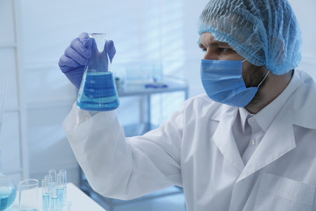 Scientist working with sample in laboratory. Medical research