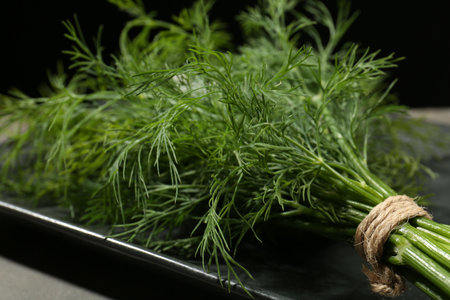 Bunch of fresh dill on table, closeupの写真素材
