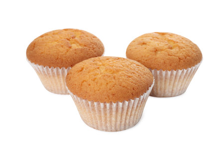 Tasty muffins isolated on white. Fresh pastriesの写真素材