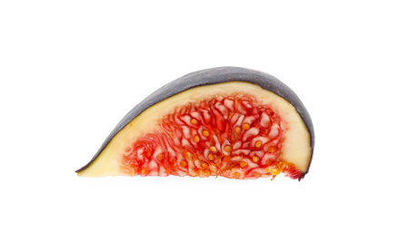 Slice of fresh fig isolated on white, top viewの写真素材