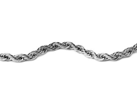One metal chain isolated on white. Luxury jewelry
