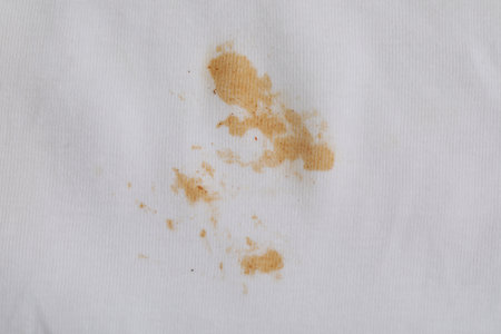 Closeup view of white shirt with stainの写真素材