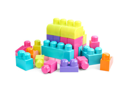 Colorful blocks isolated on white. Children's toysの写真素材