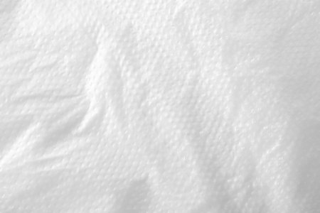 Texture of white plastic bag as background, closeup