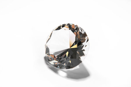 One beautiful shiny diamond on white backgroundの写真素材