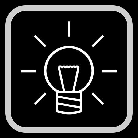 Glowing light bulb in frame, illustration on black backgroundの写真素材