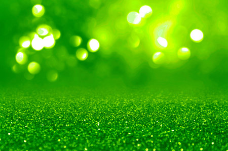 St. Patrick's day. Shiny green glitter, closeup. Bokeh effectの写真素材