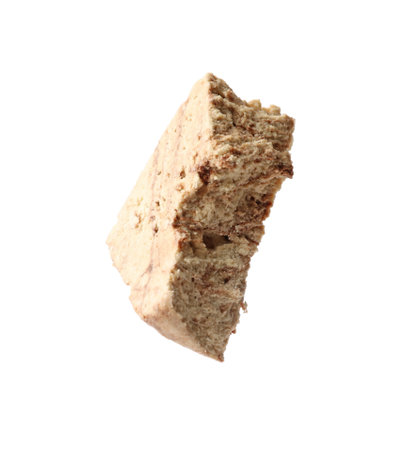 One piece of tasty chocolate halva isolated on whiteの写真素材
