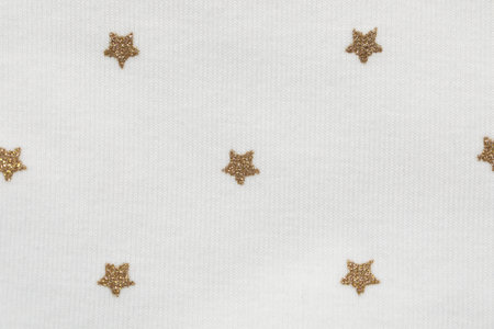 Texture of white fabric with stars as background, top view