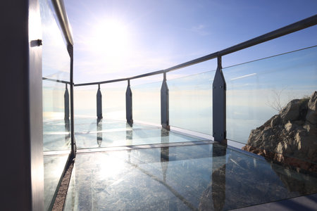 Beautiful view from observation deck under blue skyの写真素材