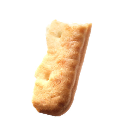 Piece of tasty cracker isolated on white