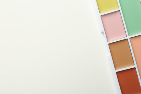 Colorful correcting concealer palette on white background, top viewの写真素材