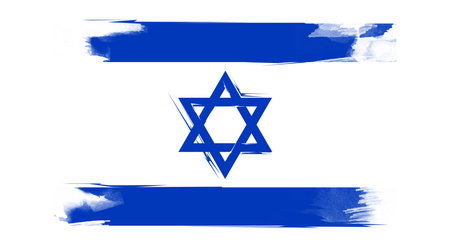 National flag of Israel on white background, illustrationの写真素材