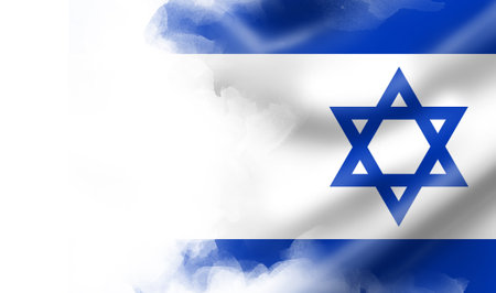 National flag of Israel on white background, illustrationの写真素材