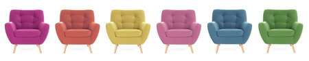 Different colorful armchairs isolated on white, setの写真素材