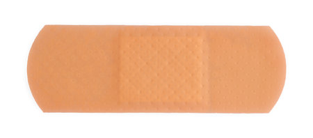 One medical adhesive bandage isolated on white, top viewの写真素材