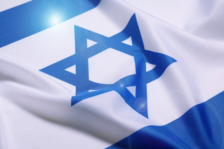 Flag of Israel as background, closeup. National symbolの写真素材