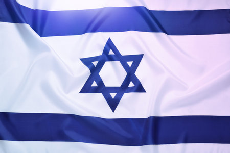 Flag of Israel as background, top view. National symbolの写真素材