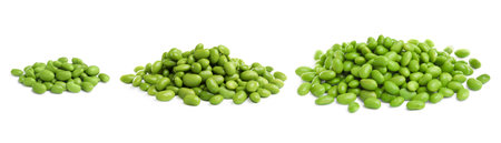 Pile of fresh edamame soybeans isolated on white, setの写真素材