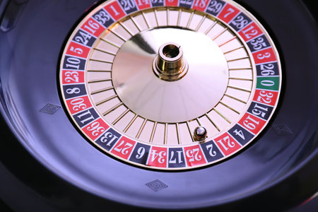 Roulette wheel with ball, closeup. Casino game