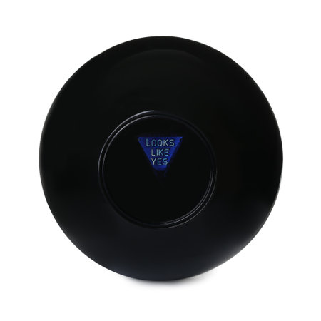 Magic eight ball with prediction Looks Like Yes isolated on white