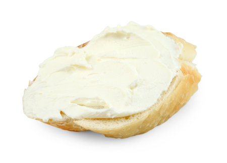 Bruschetta with cream cheese isolated on whiteの写真素材