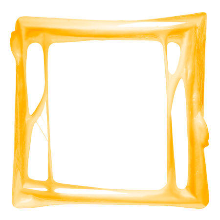 Frame of stretching delicious melted cheese on white backgroundの写真素材