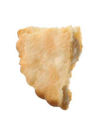 Piece of tasty cracker isolated on whiteの写真素材