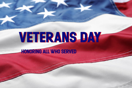 Veterans day. Honoring all who served. American flag as background, closeupの写真素材