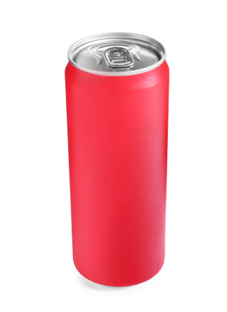 Energy drink in red aluminum can isolated on white