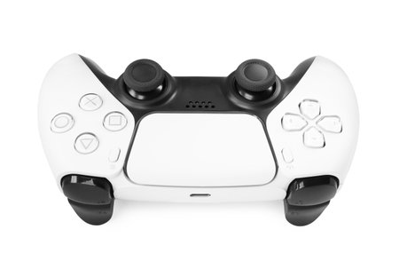 One wireless game controller isolated on white