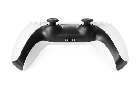 One wireless game controller isolated on white