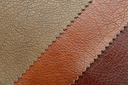 Texture of different leather as background, top viewの写真素材