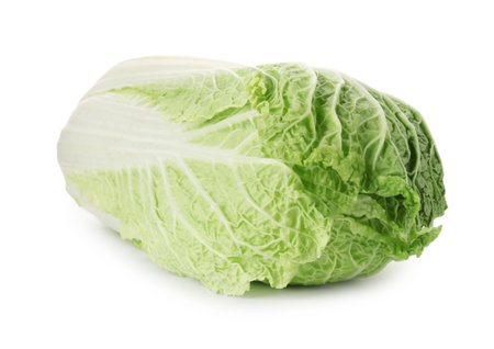 Fresh ripe Chinese cabbage isolated on whiteの写真素材