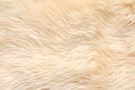Texture of beige faux fur as background, top viewの写真素材