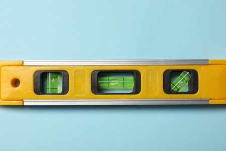 Building level on light blue background, top viewの写真素材