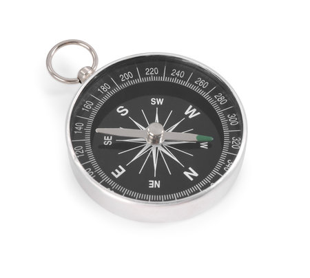 One compass isolated on white. Tourist equipmentの写真素材