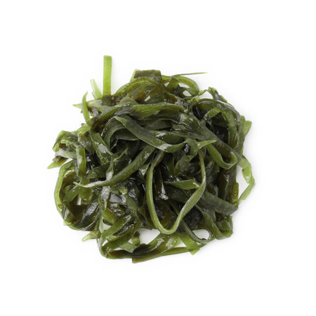 Tasty seaweed salad isolated on white, top viewの写真素材
