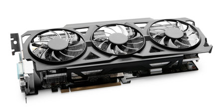One computer graphics card isolated on white
