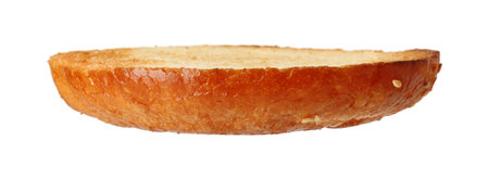 Half of grilled burger bun isolated on whiteの写真素材