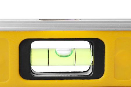 Yellow building level isolated on white. Construction tool