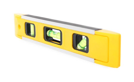 Yellow building level isolated on white. Construction tool