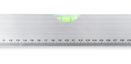 Aluminum building level isolated on white, top view. Construction tool
