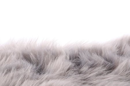 Soft gray faux fur isolated on whiteの写真素材