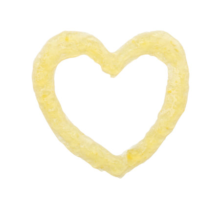 Heart made of tasty sweet jam isolated on white, top viewの写真素材