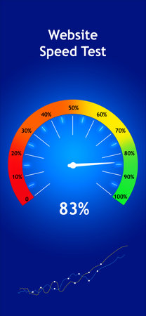 Speed test screen with illustration of speedometerの写真素材