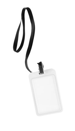 Blank badge with black string isolated on white